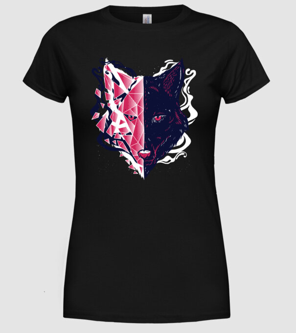 Cap de lup model negru pe tricou