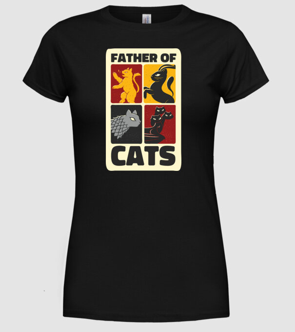 Father of Cats Game of Thrones parodie model negru pe tricou