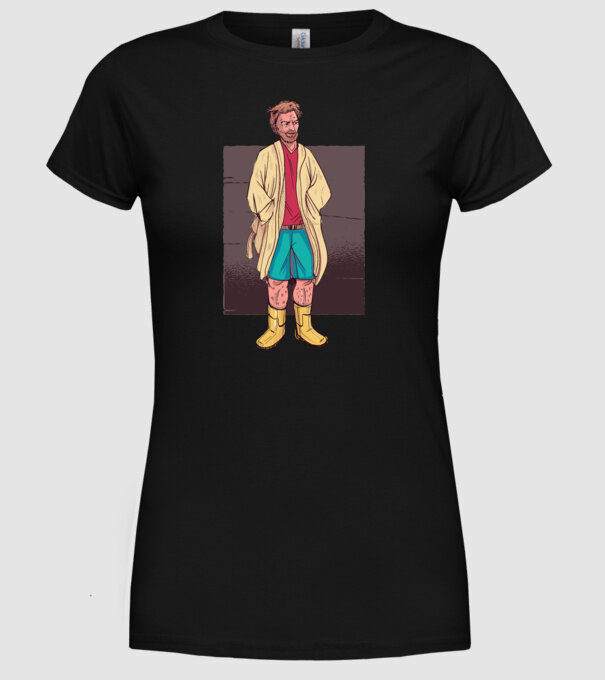 Bărbat în halat model negru pe tricou