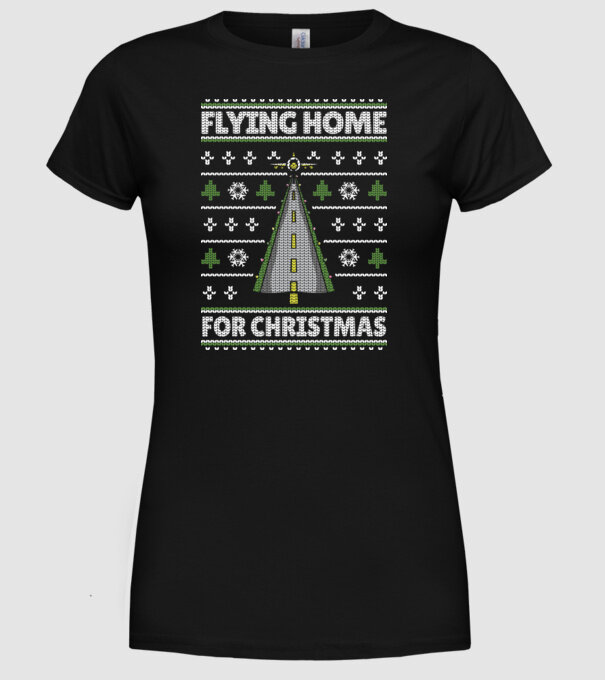 Flying Home for Christmas Pulover urât model negru pe tricou