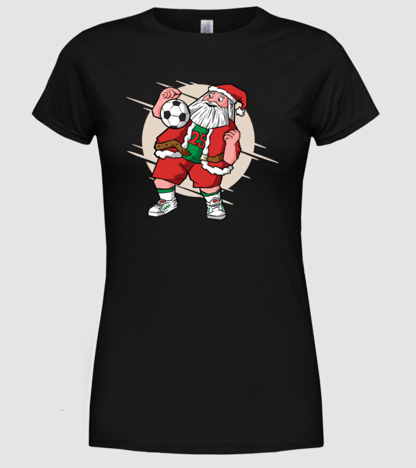 Moș Crăciun Fotbalist model negru pe tricou