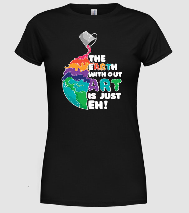 Pământ Artă model negru pe tricou