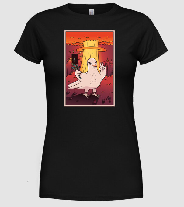 Selfie Porumbel Bombă nucleară model negru pe tricou