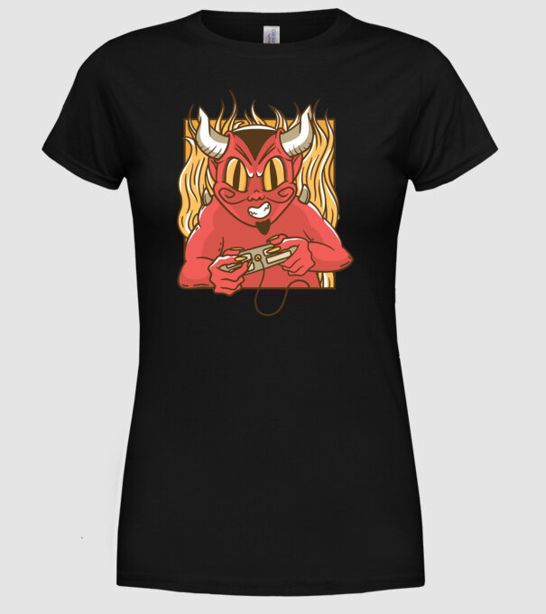 Gamer Diavol model negru pe tricou
