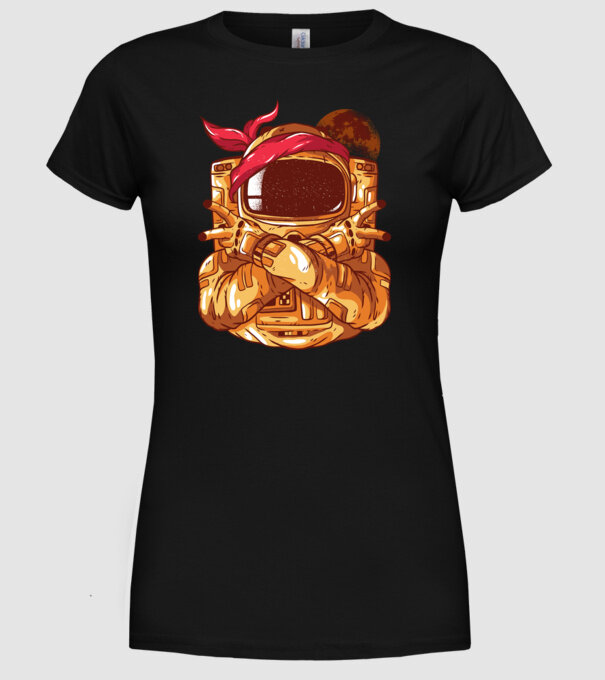 Gangsta Astronaut astronaut rapper model negru pe tricou