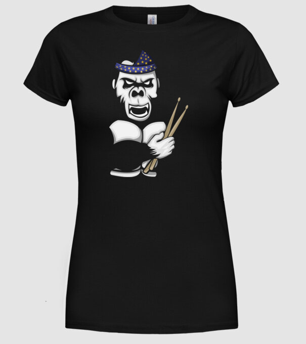 Gorilă Baterist model negru pe tricou