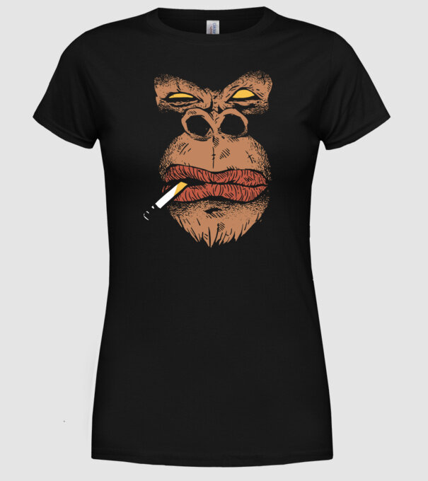 Cap de gorilă cu țigară model negru pe tricou