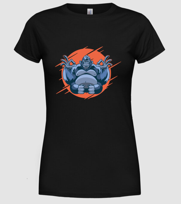 Gorilă Meditație model negru pe tricou