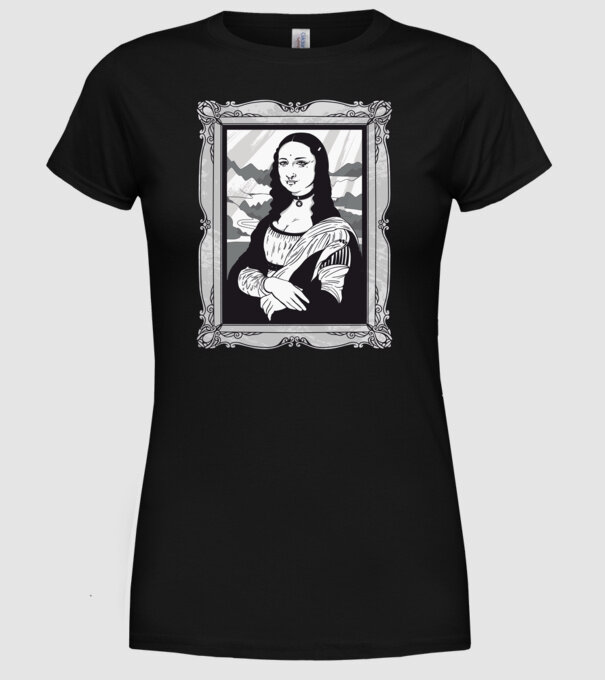Mona Lisa gotică model negru pe tricou