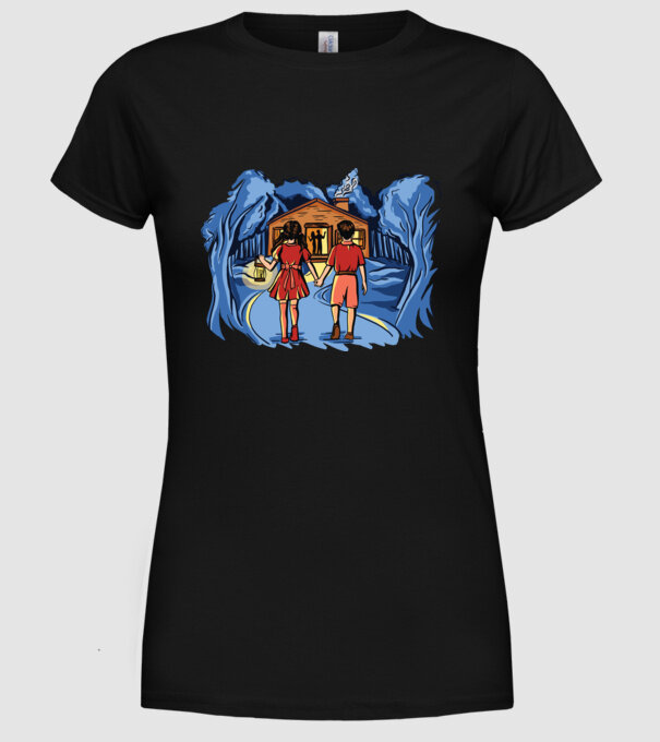 Copii în pădure Poveste model negru pe tricou