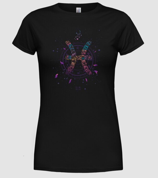 Pisces Zodiac model negru pe tricou