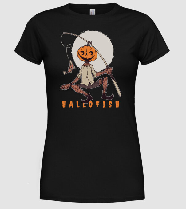 Hallofish - Pescar Halloween model negru pe tricou
