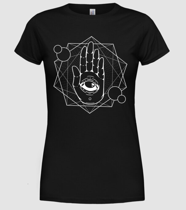 Mână Hamsa - Mâna lui Dumnezeu model negru pe tricou