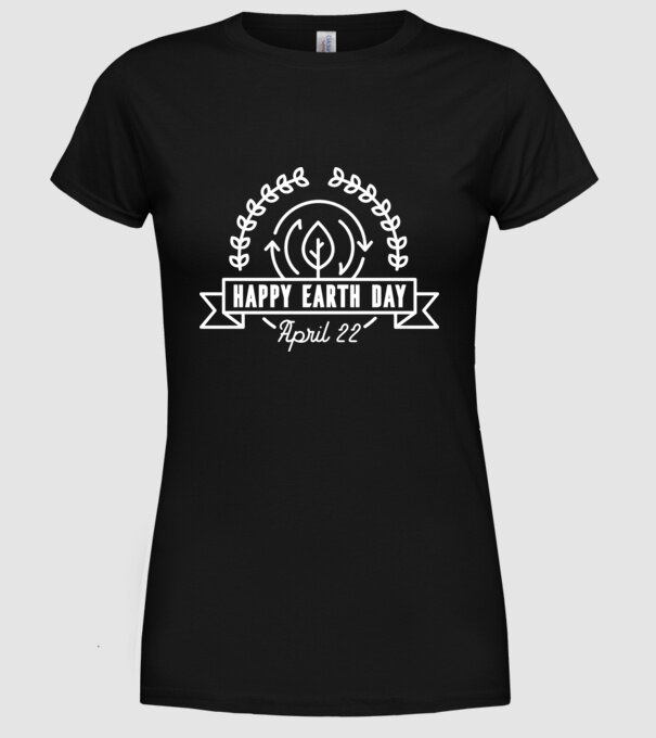 Happy Earth Day - Ziua Pământului model negru pe tricou