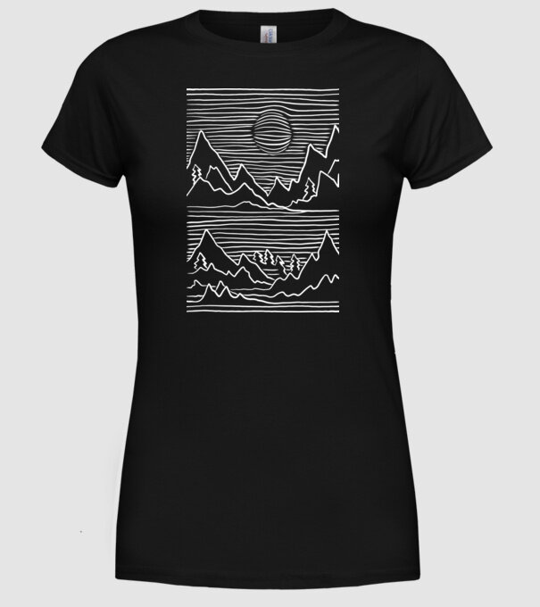 Munți grafică model negru pe tricou