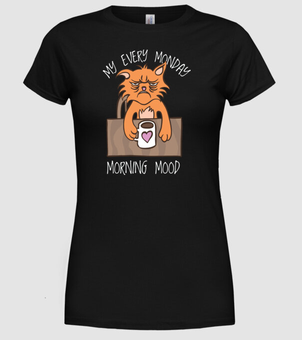 Starea mea de spirit de luni model negru pe tricou