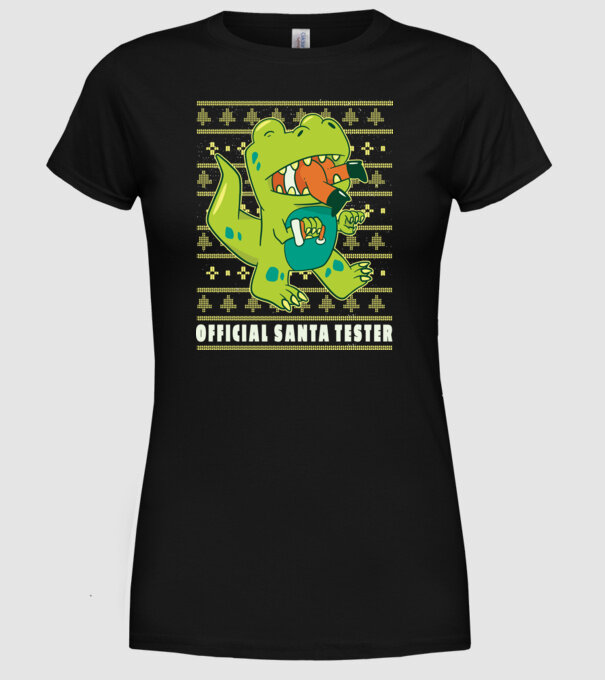 Tester oficial Moș Crăciun model negru pe tricou