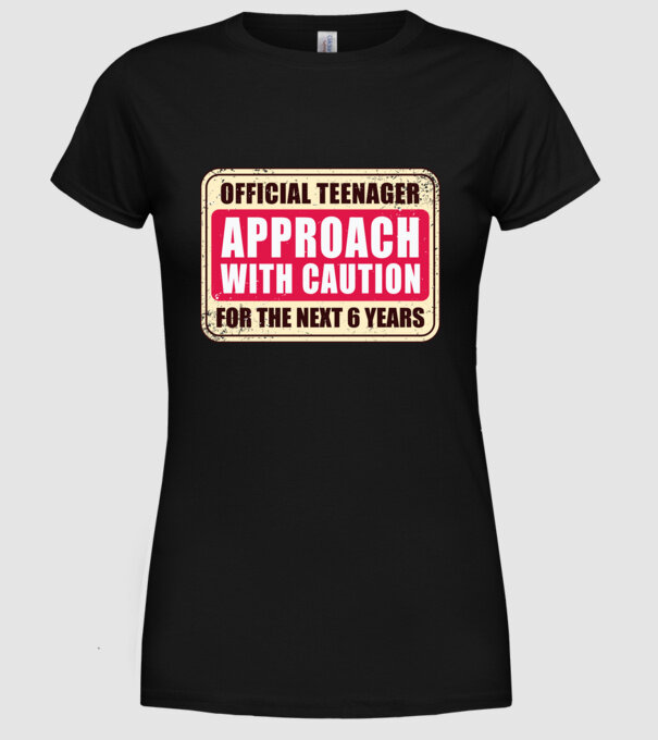 Adolescent oficial Abordați cu prudență model negru pe tricou