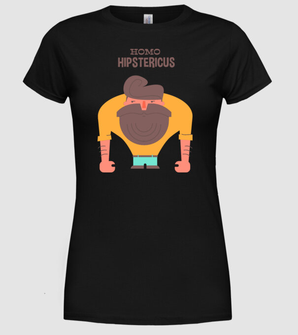 Homo Hipstericus model negru pe tricou