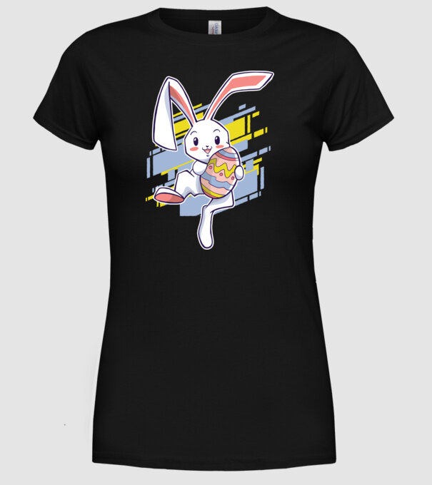 Iepuraș de Paște model negru pe tricou