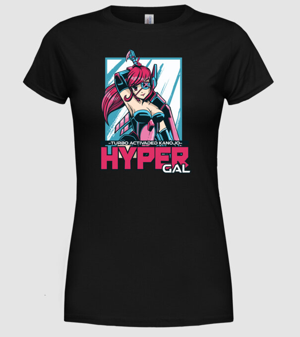 Hyper Gal - Fată Anime model negru pe tricou
