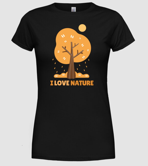 I Love Nature model negru pe tricou