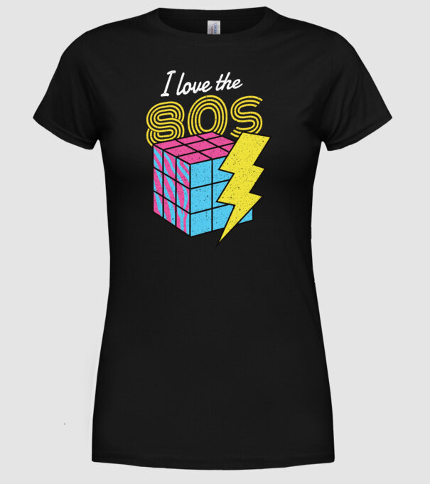 I love the 80s Cub Rubik model negru pe tricou