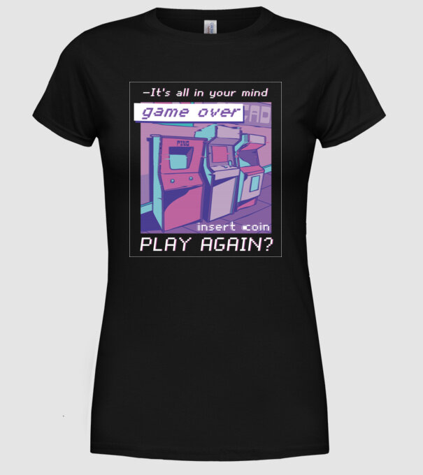 Sala de jocuri Retro Arcade model negru pe tricou