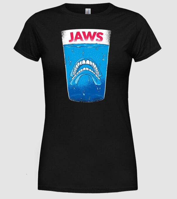 Jaws dinți tricou parodie model negru pe tricou