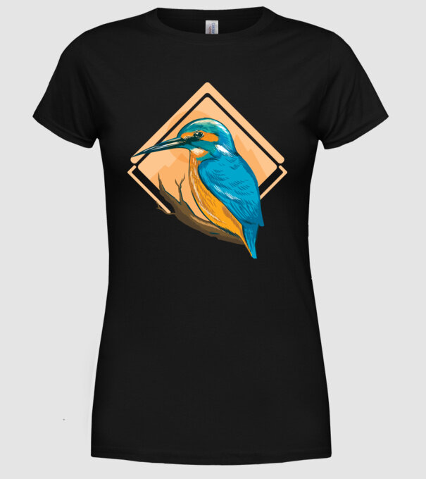 Pescăruș albastru model negru pe tricou