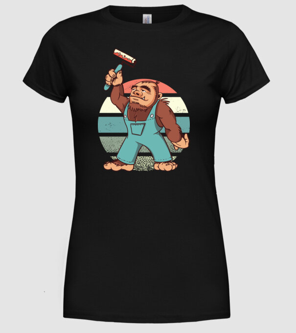 Zugrav Yeti model negru pe tricou