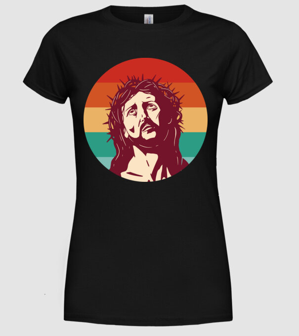 Iisus Hristos Retro model negru pe tricou