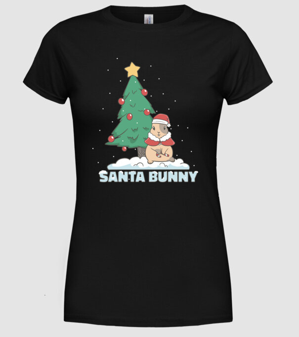 Iepuraș de Crăciun model negru pe tricou