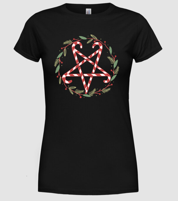 Pentagrama de Crăciun model negru pe tricou