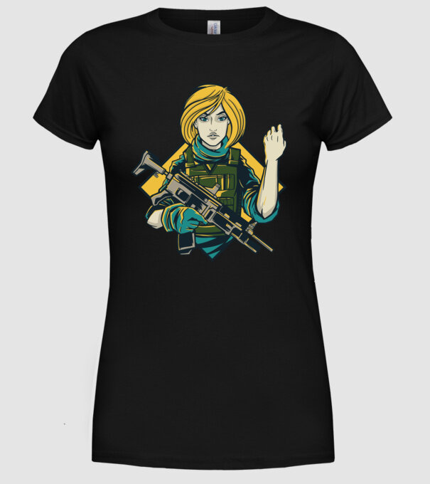 Fată Soldat model negru pe tricou