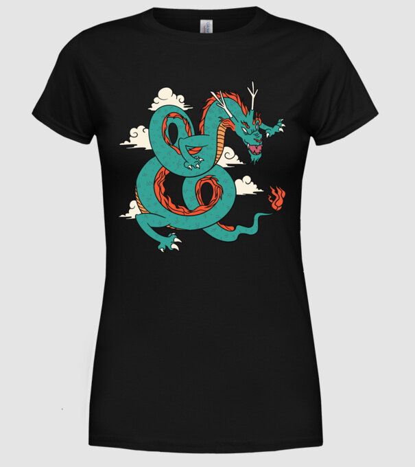 Dragon Chinez model negru pe tricou
