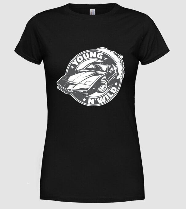 Knight Rider - Young and wild model negru pe tricou