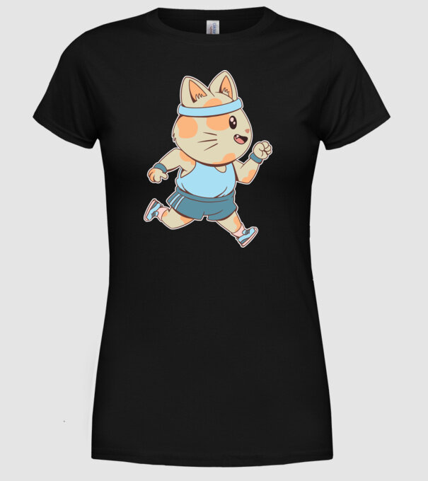 Pisică Jogging model negru pe tricou