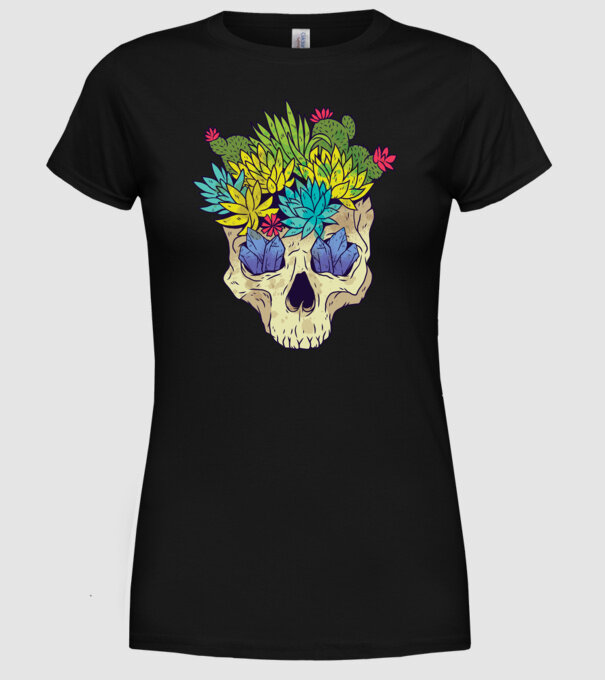Craniu Cactuși model negru pe tricou