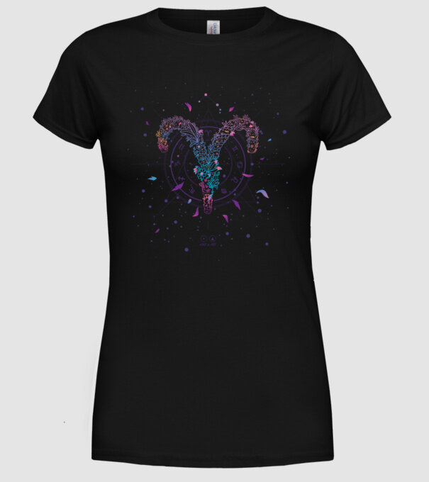 Aries Zodiac model negru pe tricou
