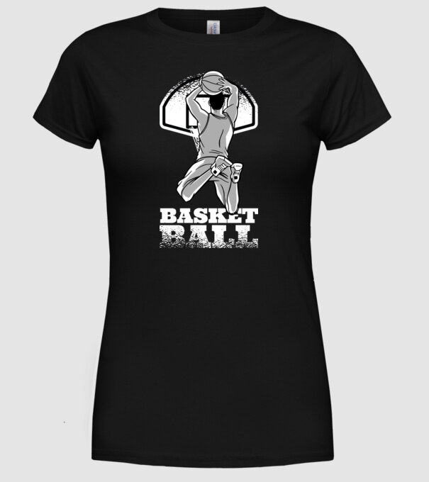 Baschet aruncare la coș model negru pe tricou