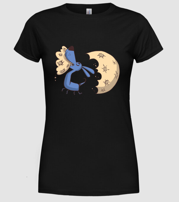 Câine Luna Mușcătură model negru pe tricou