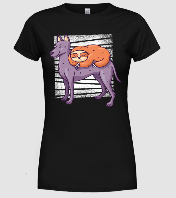 Leneș pe câine model negru pe tricou