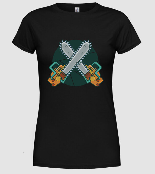 Drujbă tăietor de lemne model negru pe tricou