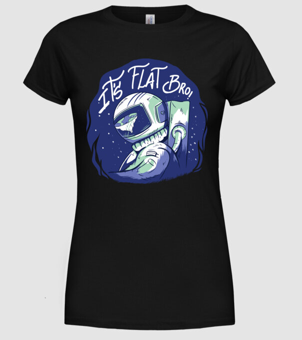 Astronaut Pământ plat model negru pe tricou