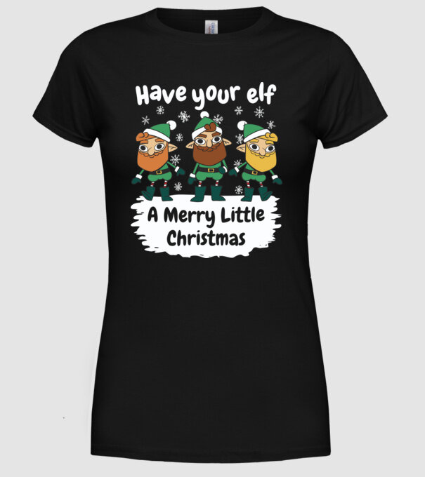 Să ai un Crăciun fericit de Elf model negru pe tricou