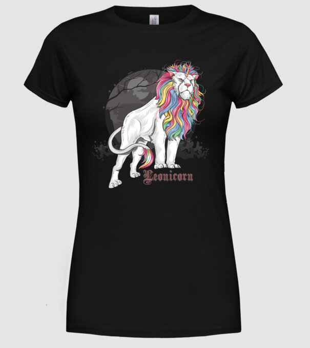Leonicorn model negru pe tricou