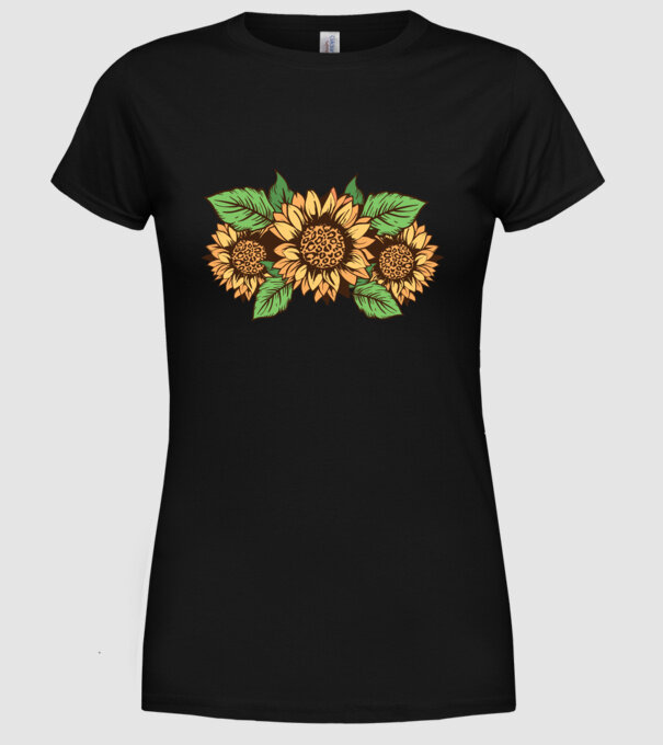 Floare leopard model negru pe tricou