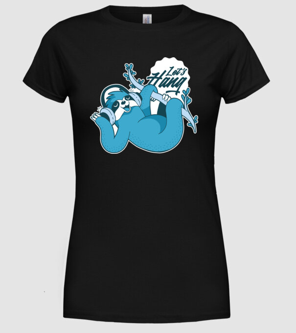 'Let''s Hang tricou cu leneș' model negru pe tricou