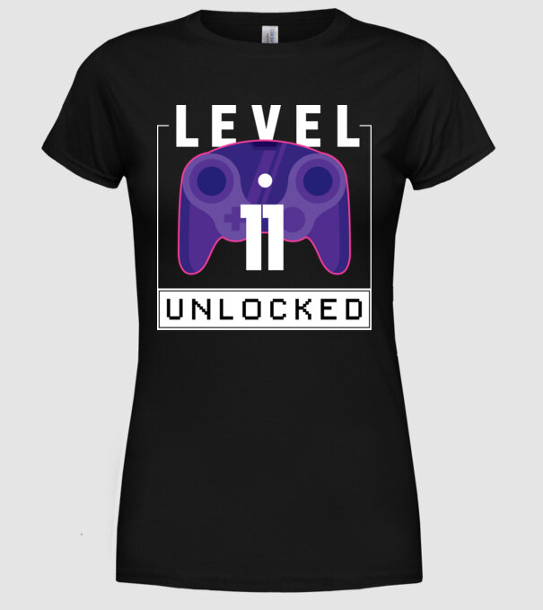 Level 11 Unlocked Gamer Birthday model negru pe tricou